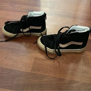 Black and Glitter Vans Shoes size girls 10.5